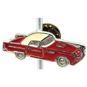 Classic Car Convertible Lapel Pin Brooch 1950s-1960s Red Enamel USA Vintage